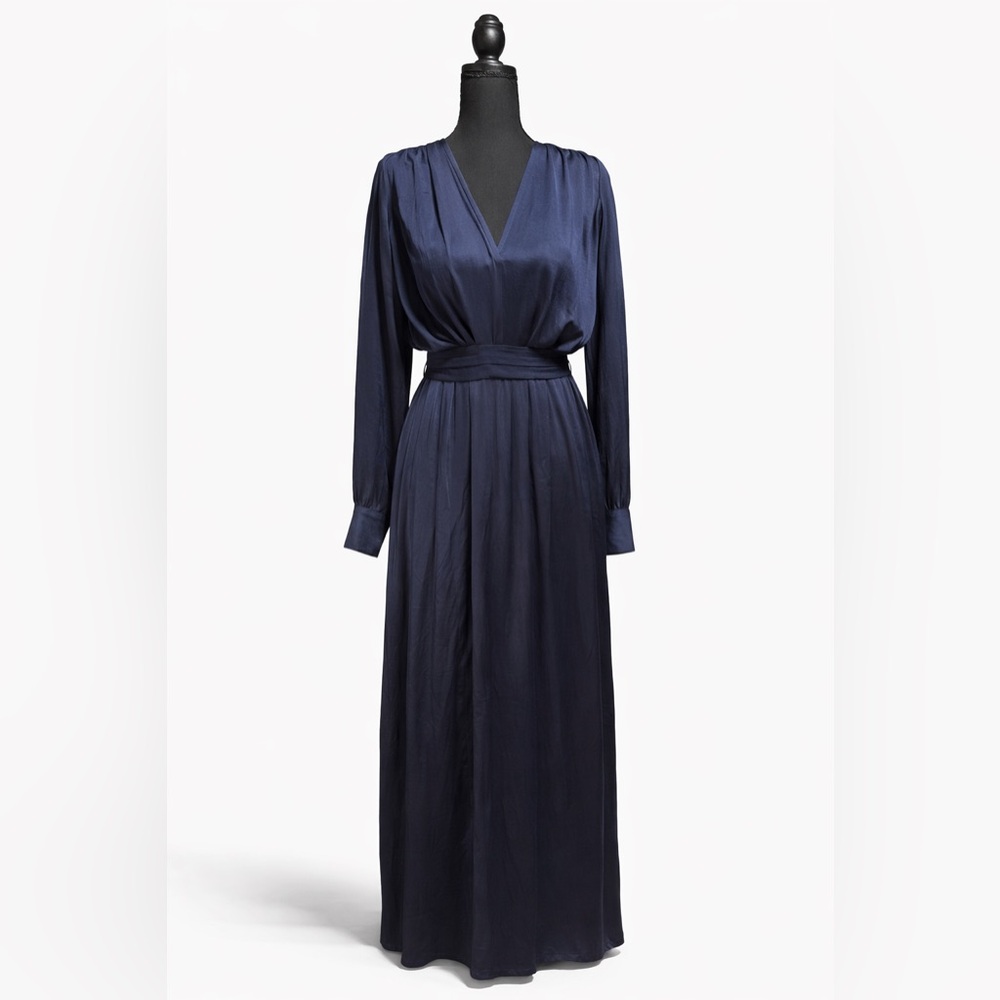 Dress Forum Navy Satin Maxi Dress S
